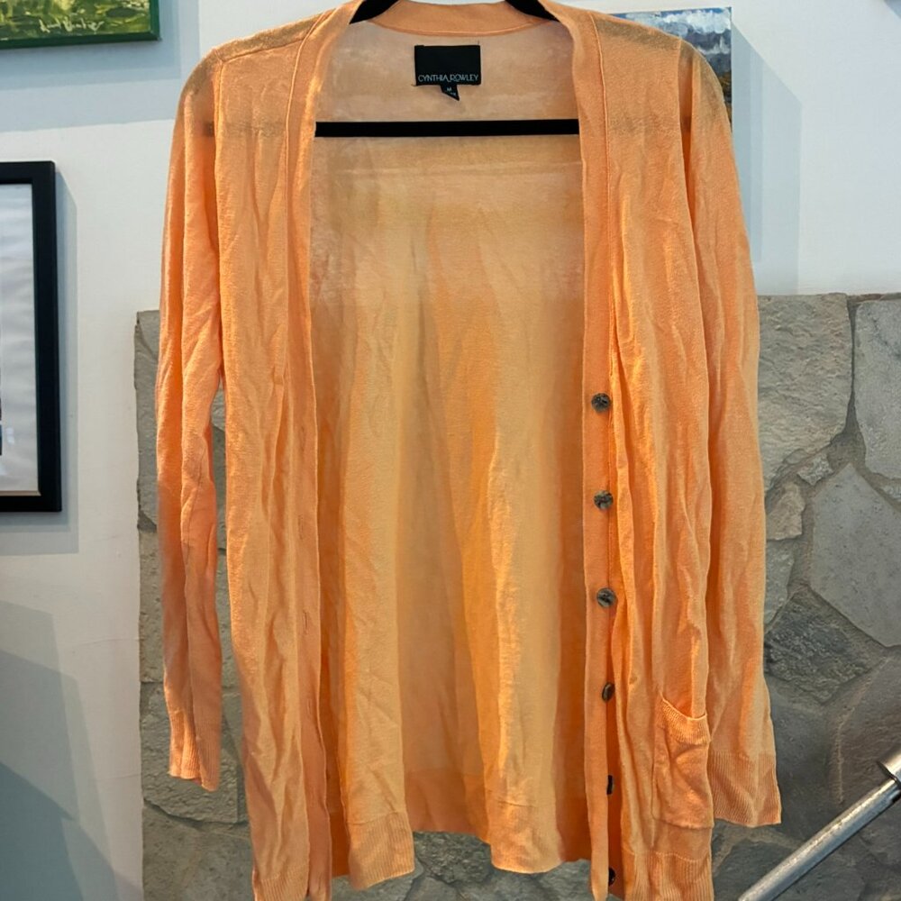 Cynthia Rowley lightweight cardigan sweater, Peach, Size M